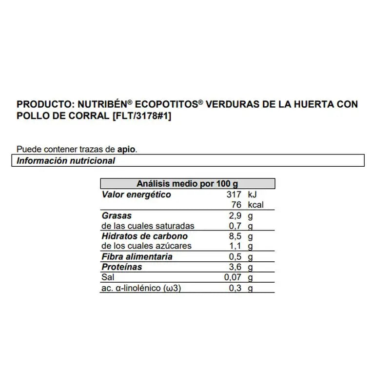 Nutriben Potito Eco -aloituspakkaus: liha ja vihannekset, kana, 6 x 120 g
