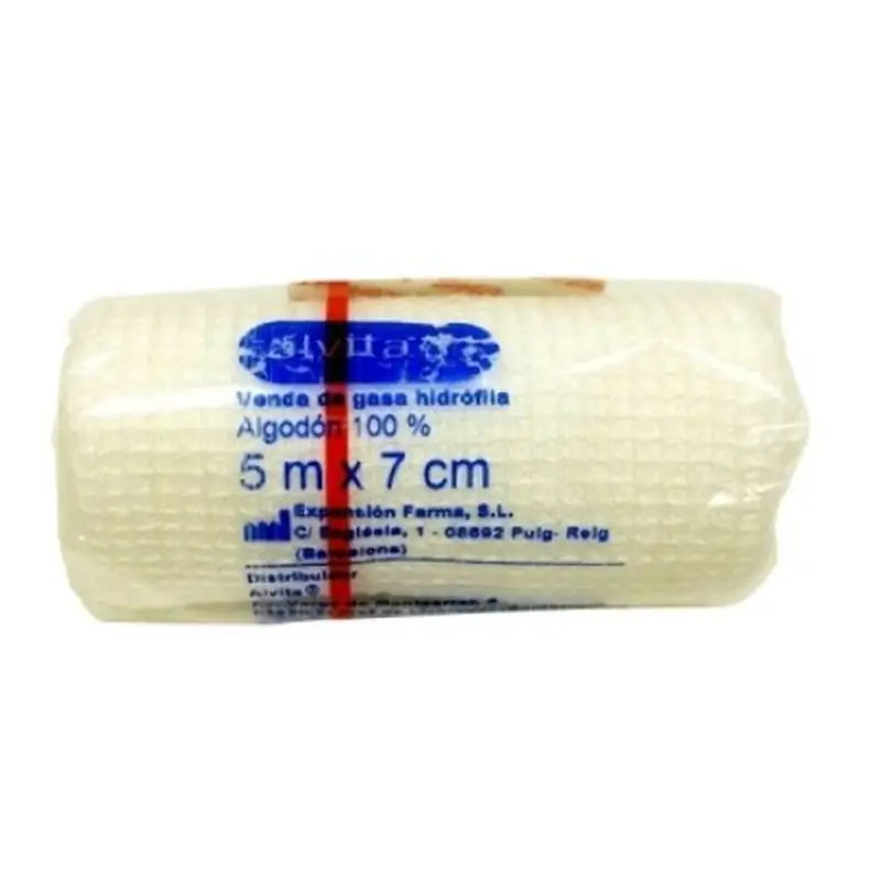 Alvita Hydrophilic Gauze Bandage, 5 m x 7 cm