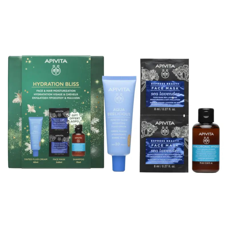 Apivita Aqua Beelicious -lahjapakkaus: värillinen nestemäinen voide SPF 30, 40 + 75 + 2*8 ml