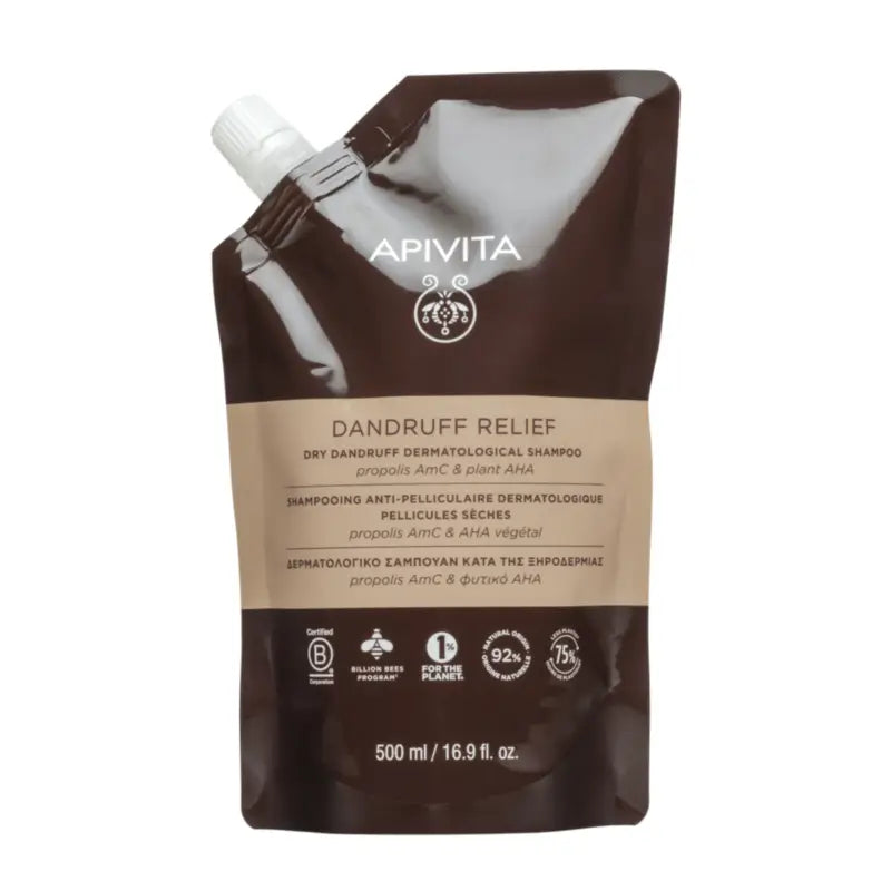 Apivita Refill – Dermatologinen shampo kuivalle hilseelle, 500 ml