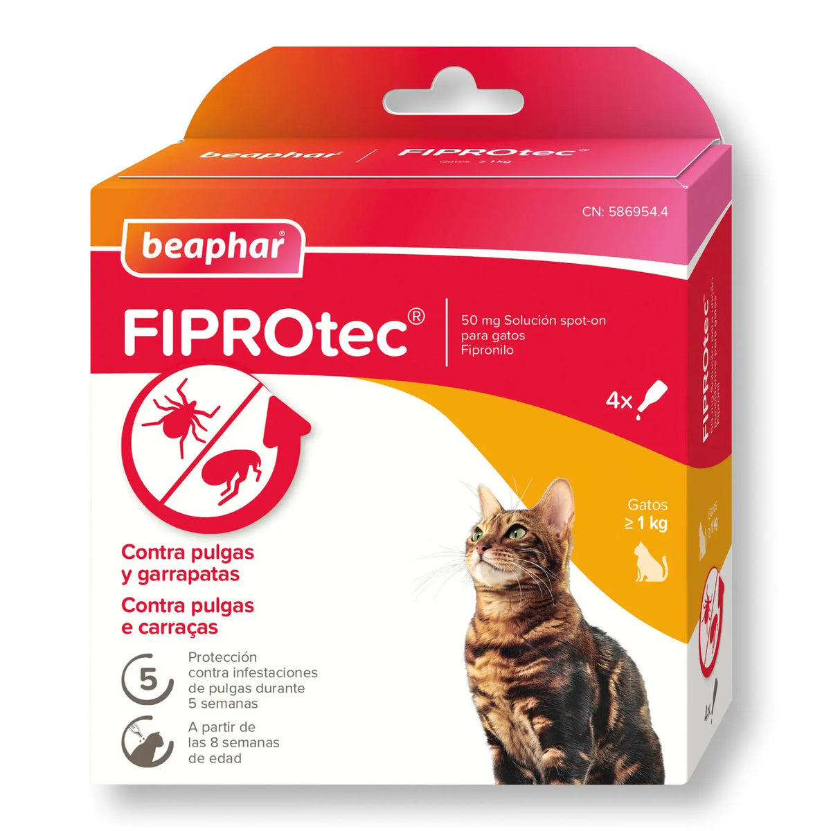 Beaphar Fiprotec Spot On -kissalle, 4 pipettia à 0,5 ml