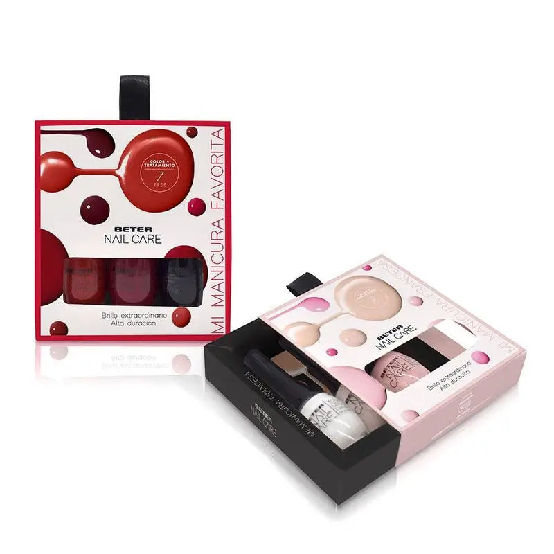 Beter Nail Care Pack 3X kynsilakat, Red Lover -manikyyri
