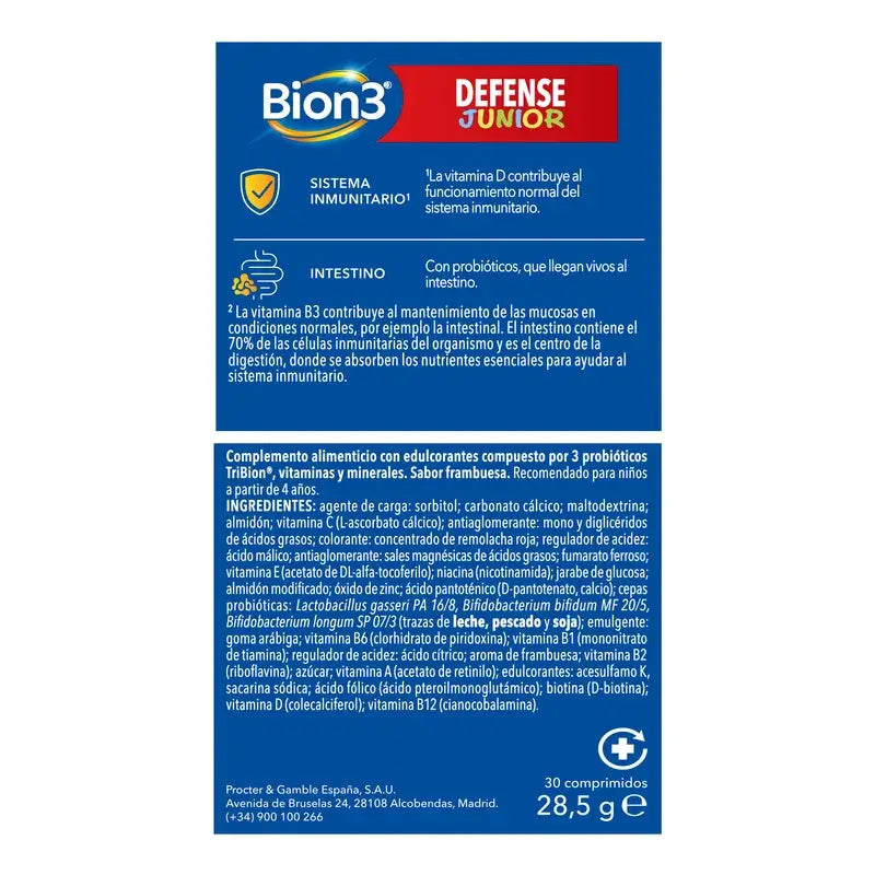 Bion3 Defense Junior -monivitamiinipurutabletit, 30 tablettia