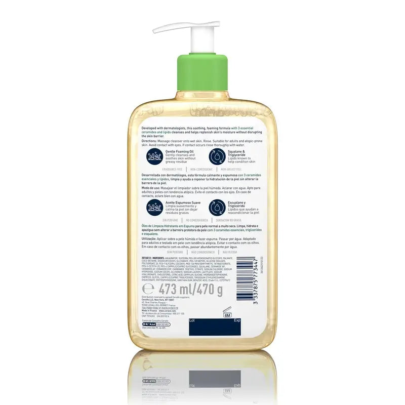 CeraVe kosteuttava vaahtoava puhdistusöljy, 473 ml