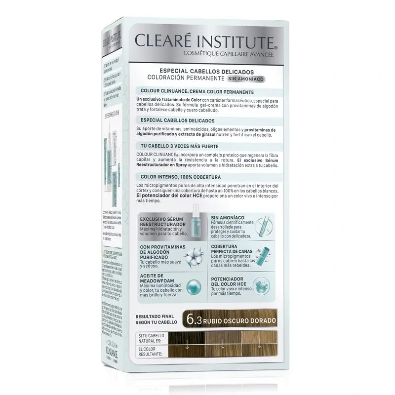 Clearé Institute Colour Clinuance pysyvä hiusväri, ammoniakiton, 6.3 tumman kultainen vaalea
