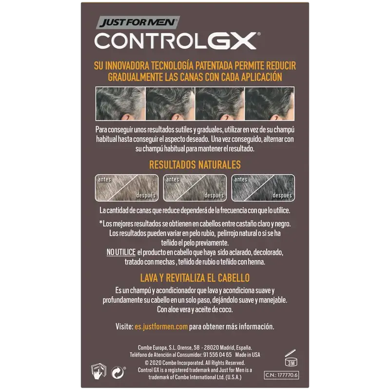 Just For Men Control Gx Harmaiden hiusten vähentäjä 2-in-1-shampoo ja hoitoaine 118 ml