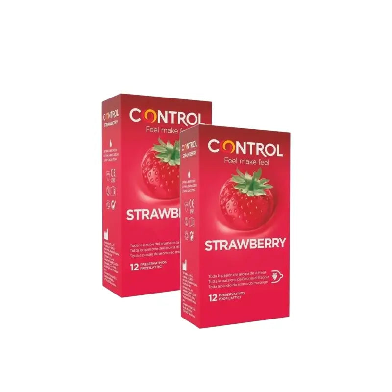Control-kondomit, mansikka, 12 kpl, 2 pakkausta