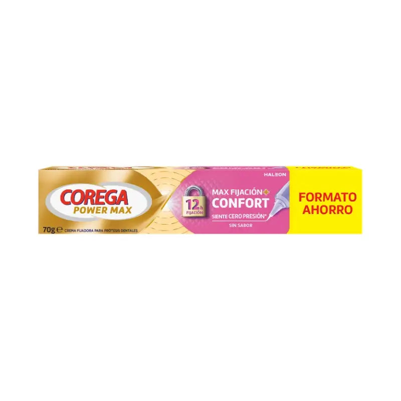 Corega Max Kiinnitys + Mukavuus – hammasproteesien kiinnityskreemi, 70 g