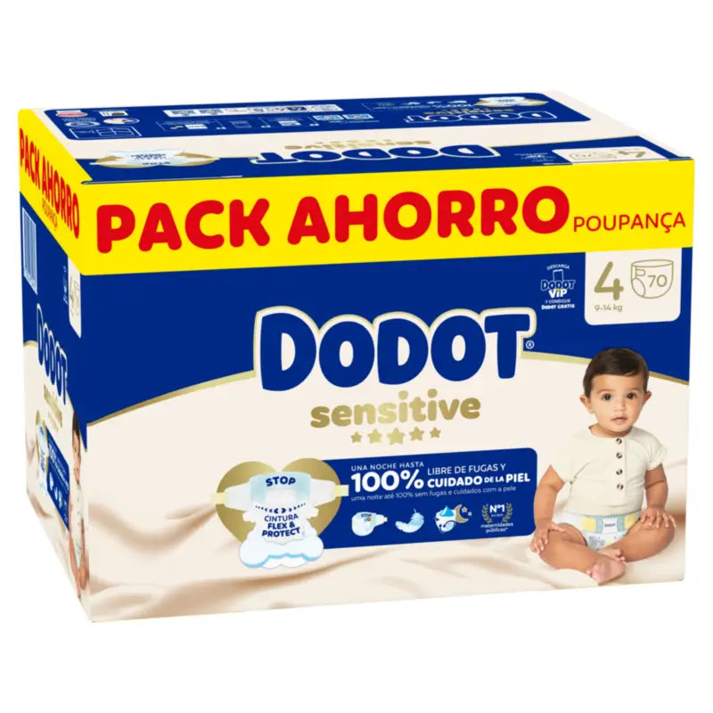 Dodot Sensitive Koko 4 9 kg, 14 kg, 140 vaippaa + kosteuspyyhkeet 6 x 48