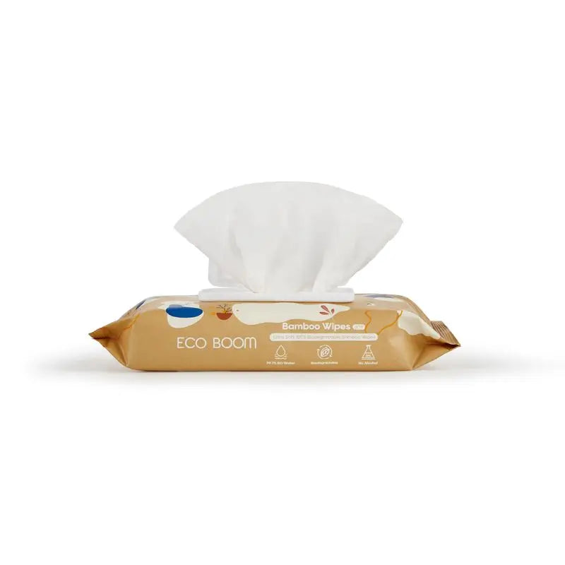 Eco Boom -bambu-kosteuspyyhkeet, 60 kpl