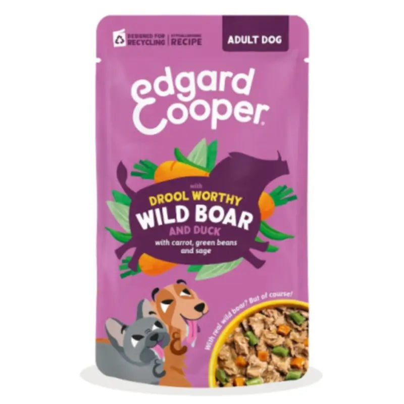 Edgard & Cooper Adult Dog Food in Pouches: Wild Boar and Duck with Carrots, Green Beans and Sage, 8 x 150 g