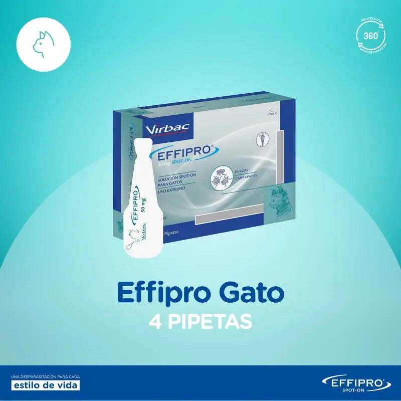 Effipro 50 mg Spot-On -kissille, 4 pipettia