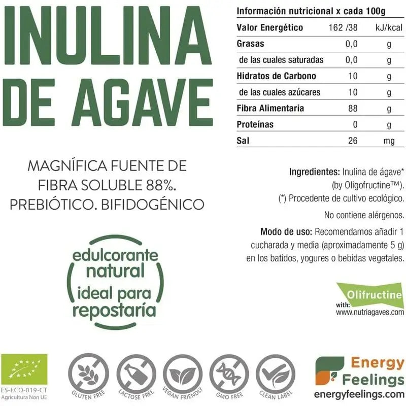 Energy Feelings Agave-inuliinijauhe 1 kg. Eco Vegan