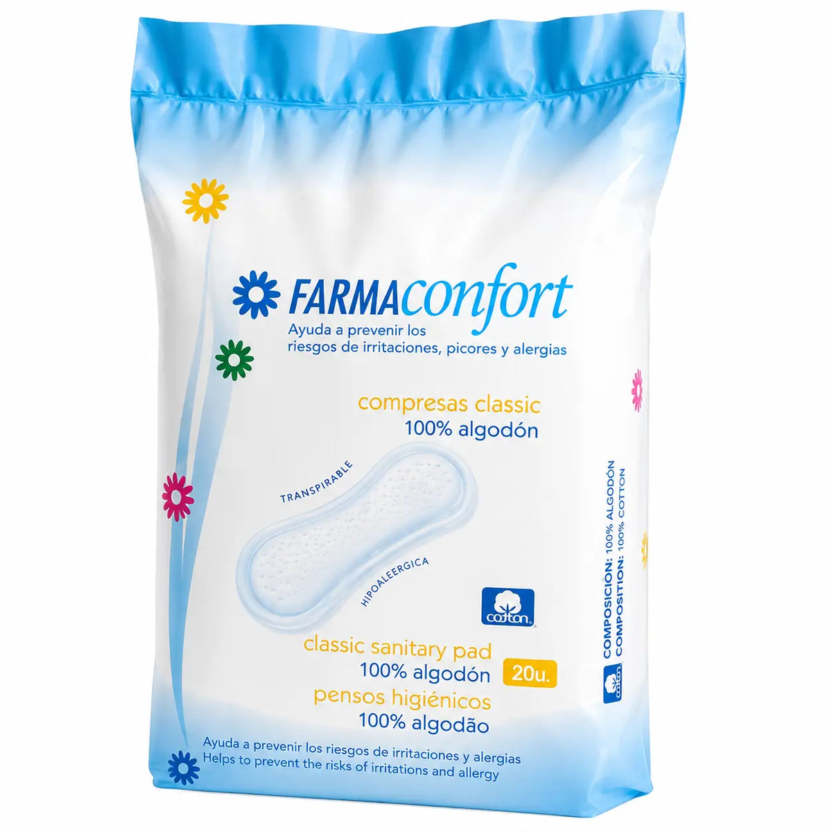 Farmaconfort Classic -naisten terveyssiteet, anatomiset, 20 kpl
