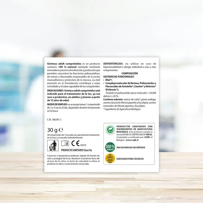 Aboca Grintuss Adult – kuiva ja yskä, 20 tablettia