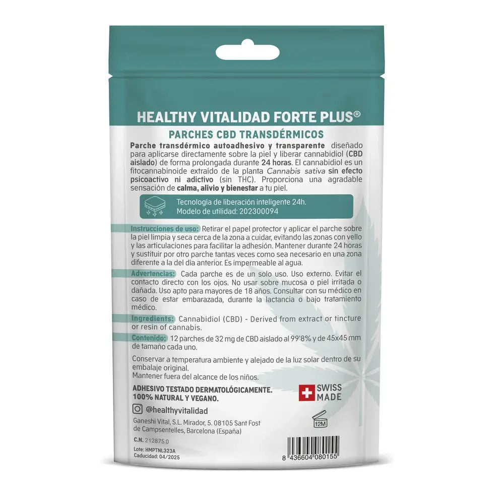 Healthy Vitalidad Forte Plus Healthy Vitalidad Forte Plus CBD-laastarit, 12 kpl.