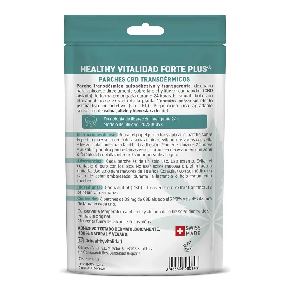 Healthy Vitalidad Forte Plus Healthy Vitalidad Forte Plus CBD-laastarit, 6 kpl.