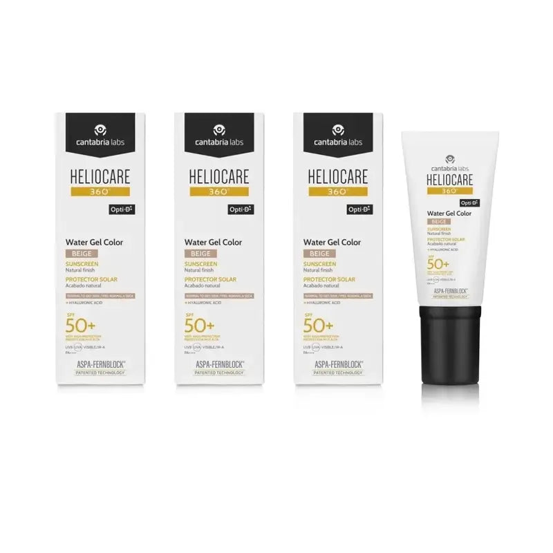Heliocare 360º Color Water Gel Beige SPF 50+, 3 x 50 ml