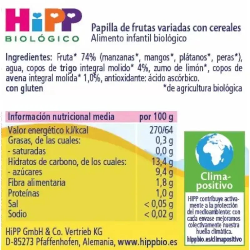 Hipp Bio -monipuolinen hedelmä- ja viljapuuro, 190 g
