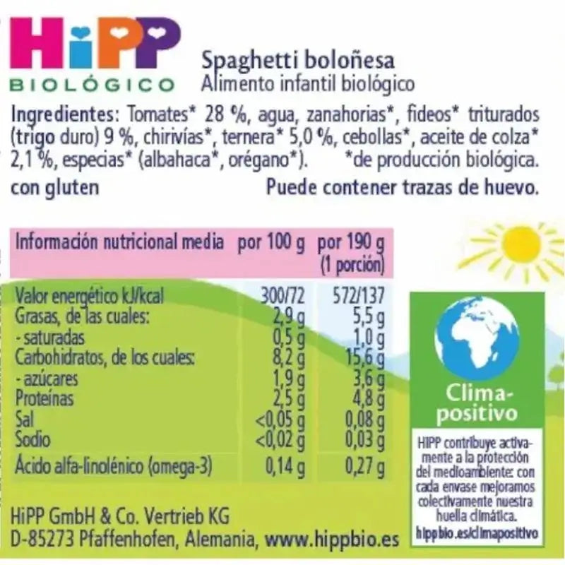 Hipp Bio -spagettibolognese-purkki, 190 g