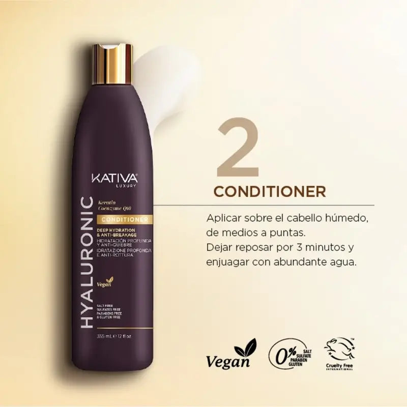 Kativa Hyaluronic Keratina Q10 -hoitoaine, 355 ml