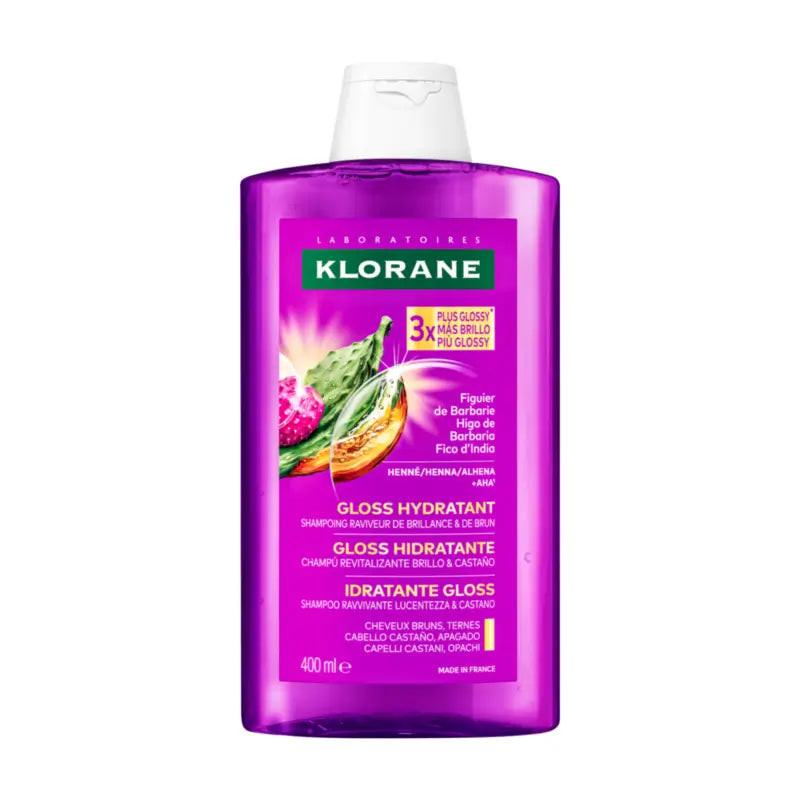 Klorane Gloss Hydratant -shampoo, joka elvyttää kiiltoa ja ruskeita sävyjä, 400 ml