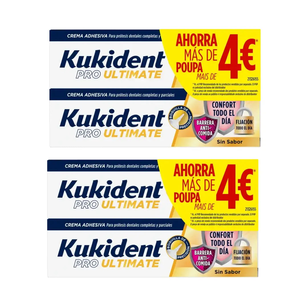 Kukident Pro Ultimate -kiinnityskreemi hammasproteeseille, edullinen pakkaus, 4 x 40 g
