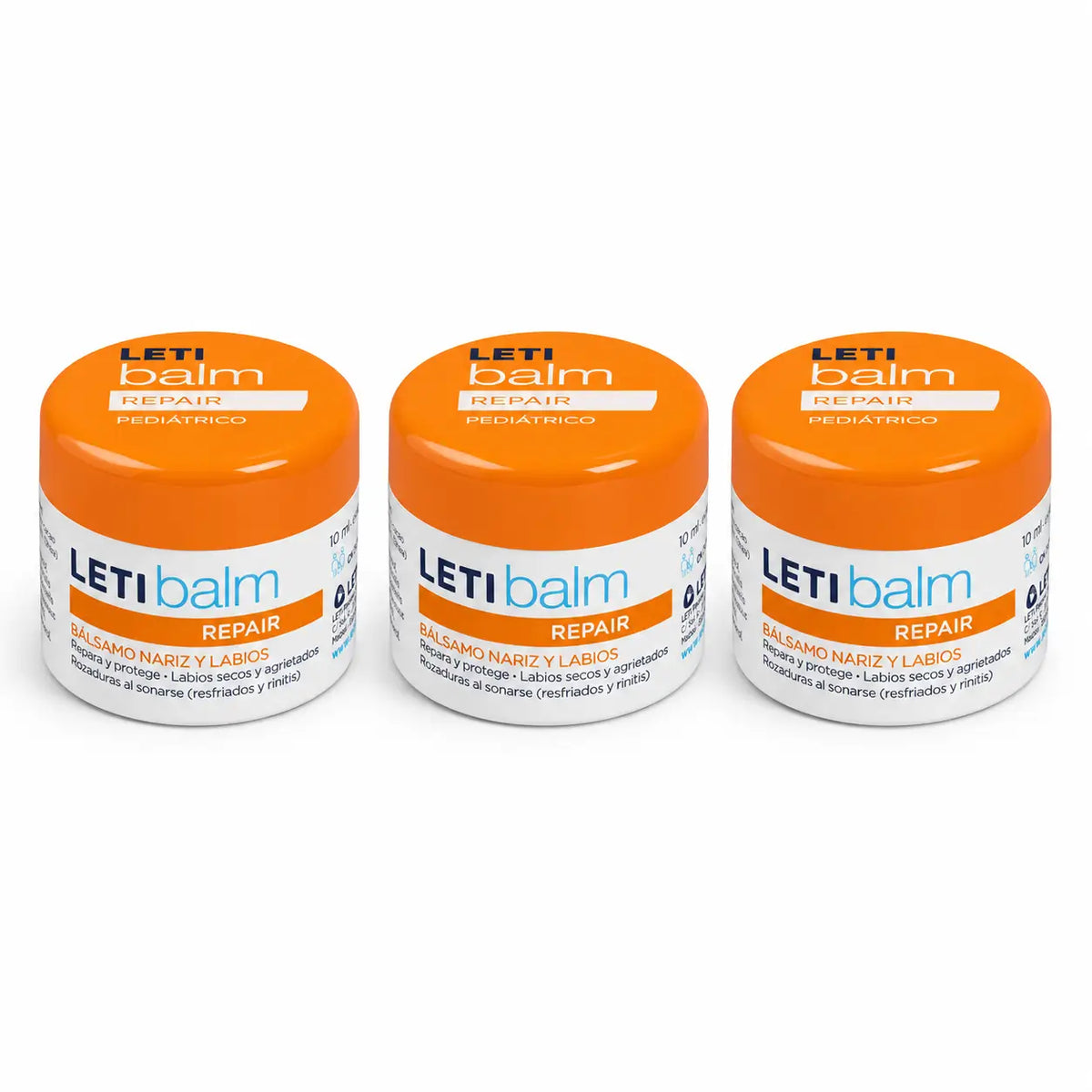 Letibalm Pediátrico, nenän ja huulien hoitovoide, 10 ml, 3 kpl:n pakkaus