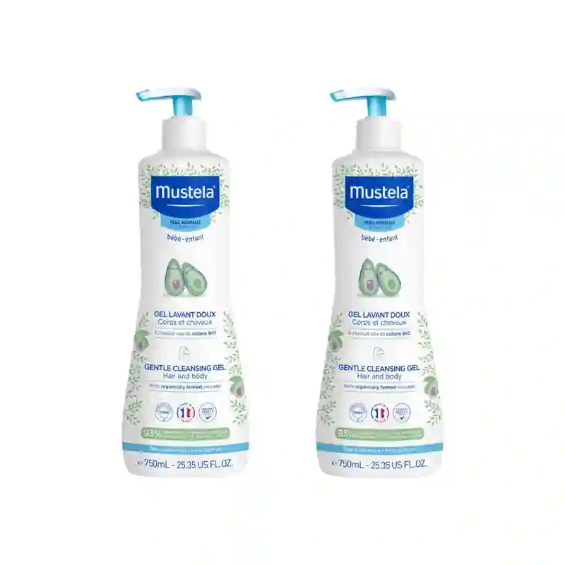 Mustela pehmeä kylpygeeli, jossa on luomuaavokadoa, 2 x 750 ml