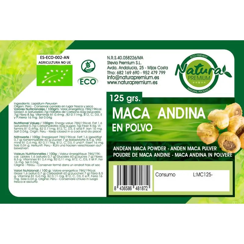Natura Premium Luomumaca-jauhe, 125 g