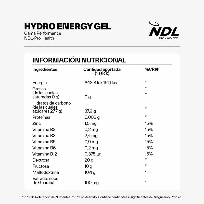 NDL Pro-Health kofeiiniton energia-geeli, cola-maku, 12 x 60 g:n pakkaus