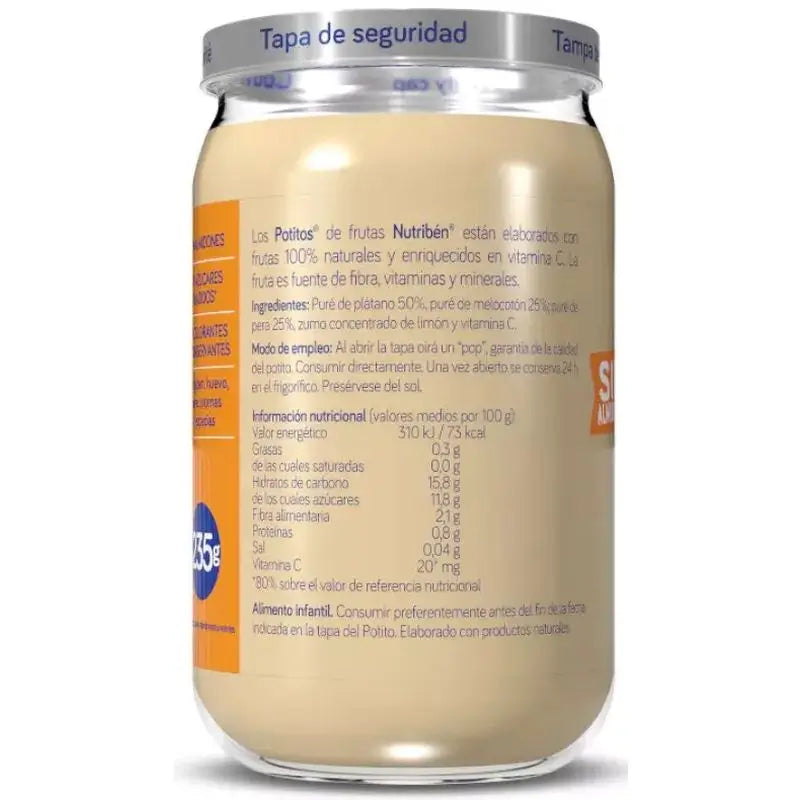 Nutribén Potito -persikka, päärynä ja banaani, 235 g