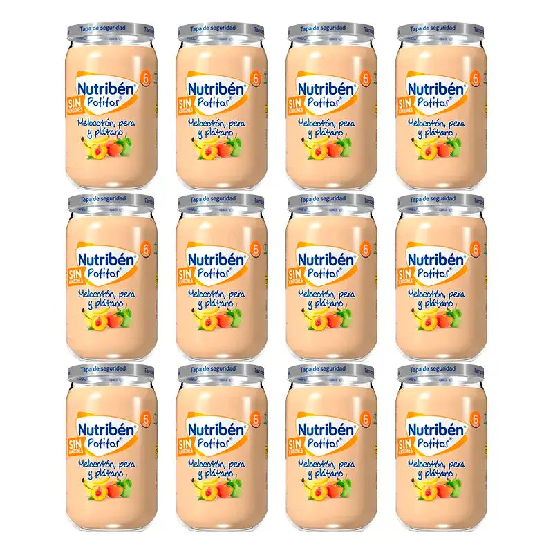 Nutriben-sose: persikka, päärynä ja banaani, 12 x 235 g
