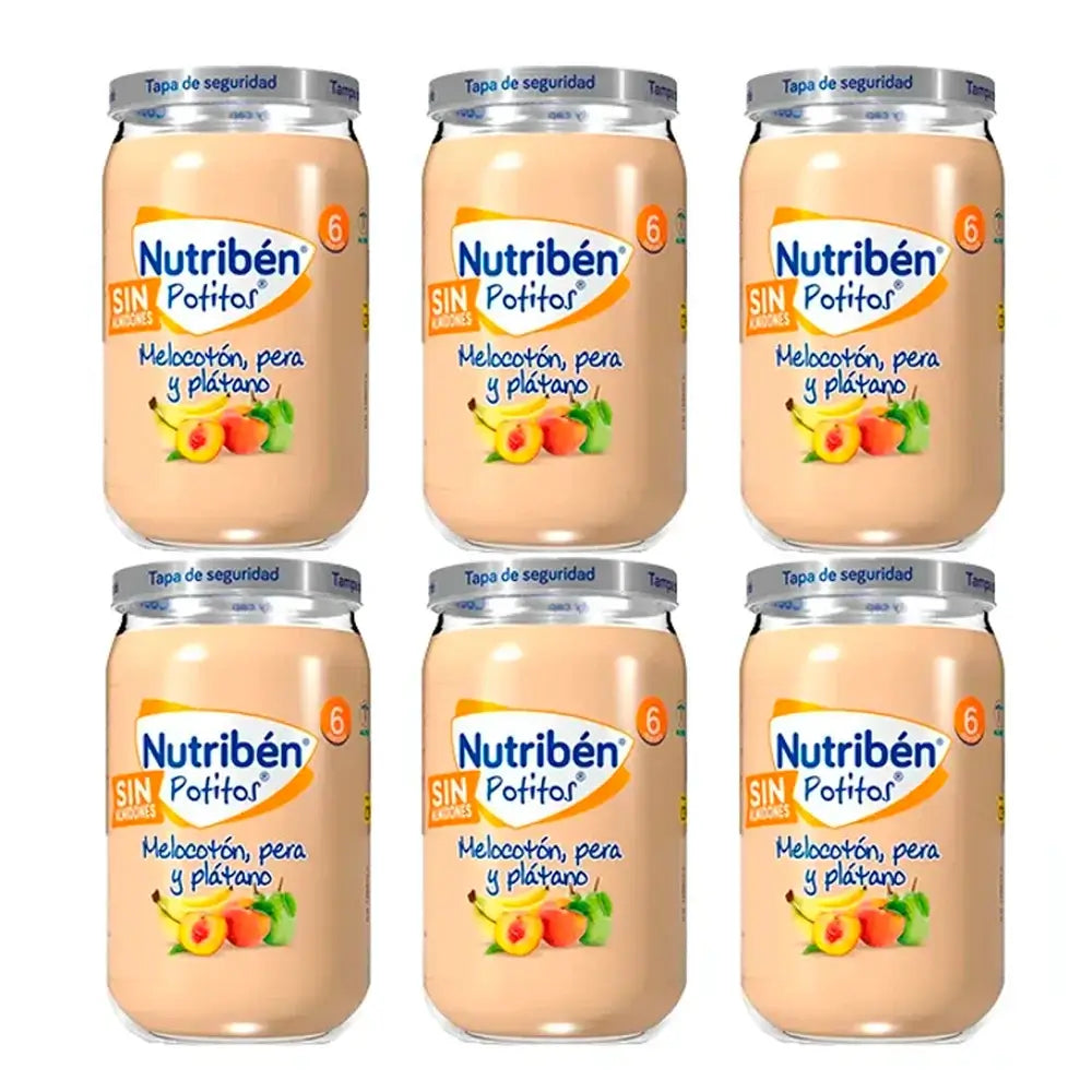Nutriben-sose: persikka, päärynä ja banaani, 6 x 235 g