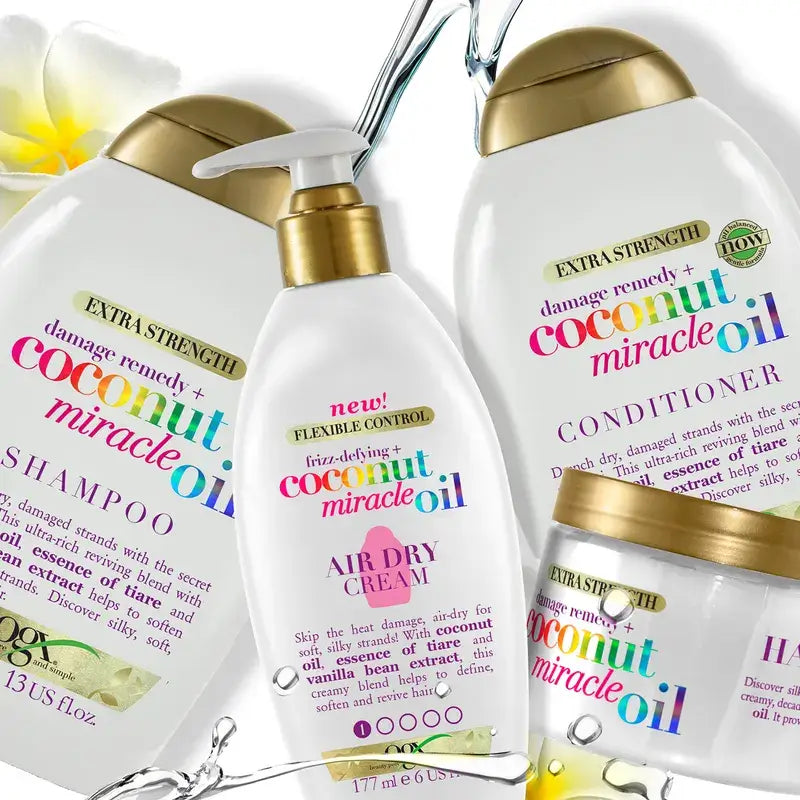 OGX Coconut Miracle Oil -shampoo, korjaa ja elvyttää vaurioituneita hiuksia, 385 ml