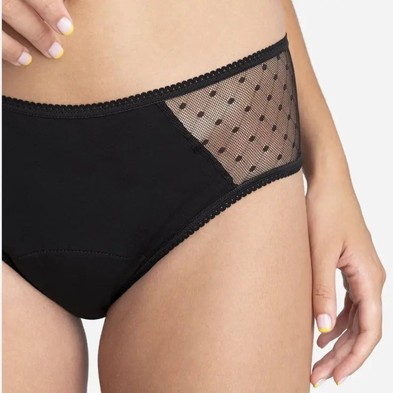 Platanomelón Kiwitas Classic Plumeti Kuukautissuojahousut Musta / XXL