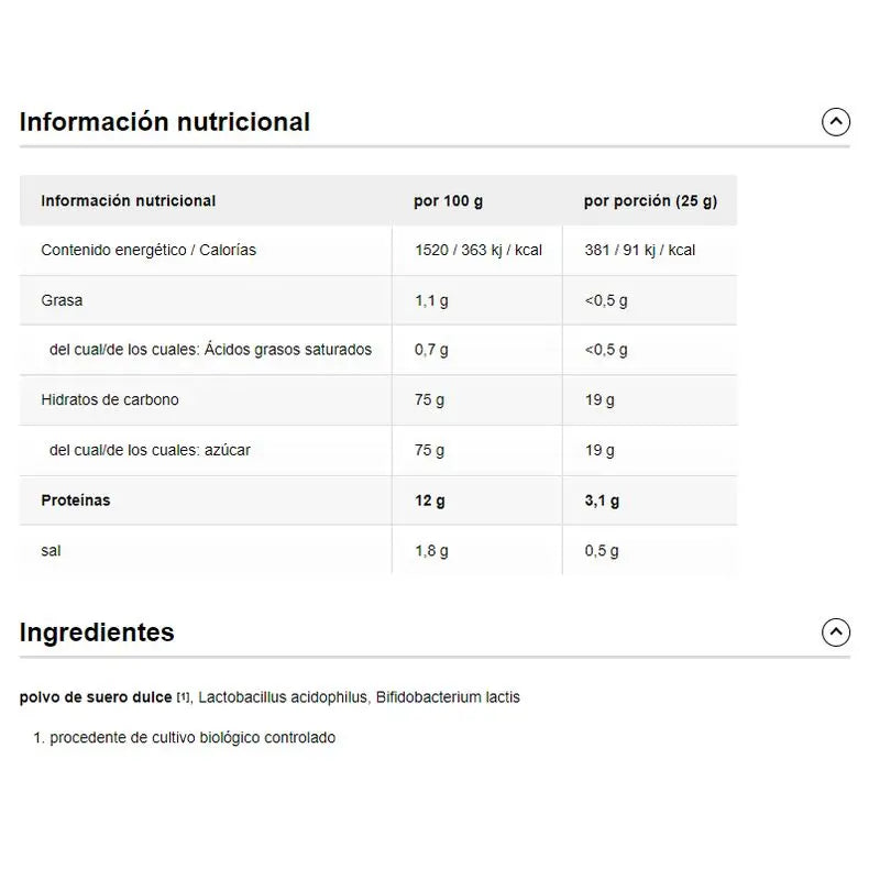 Raab Vitalfood Luonnollinen makea maitoherajauhe 450 g. Luomu Sg