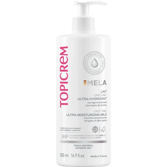 Topicrem Mela Ultra-kosteuttava vartalonhoitovoide, SPF 15, 500 ml