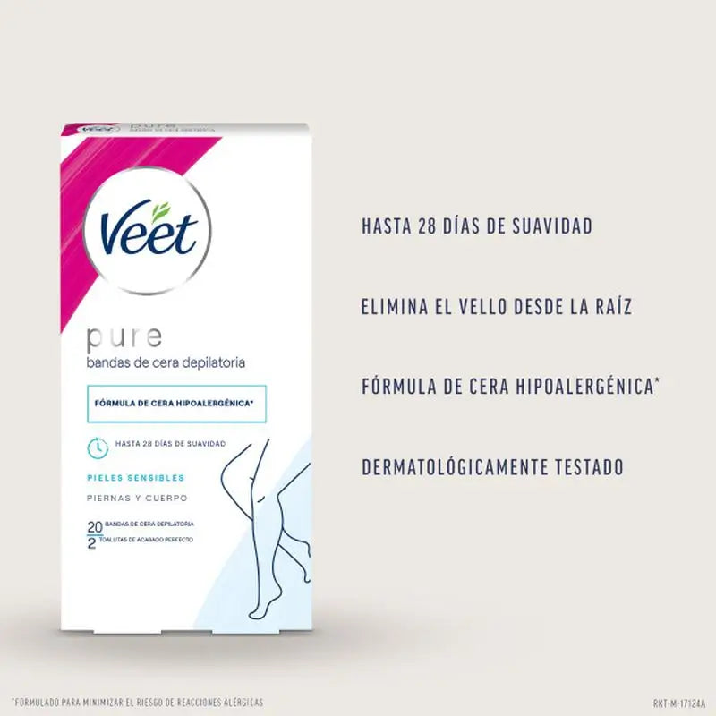 Veet Pure kylmävaha vartalolle ja jaloille herkälle iholle, 20 kpl