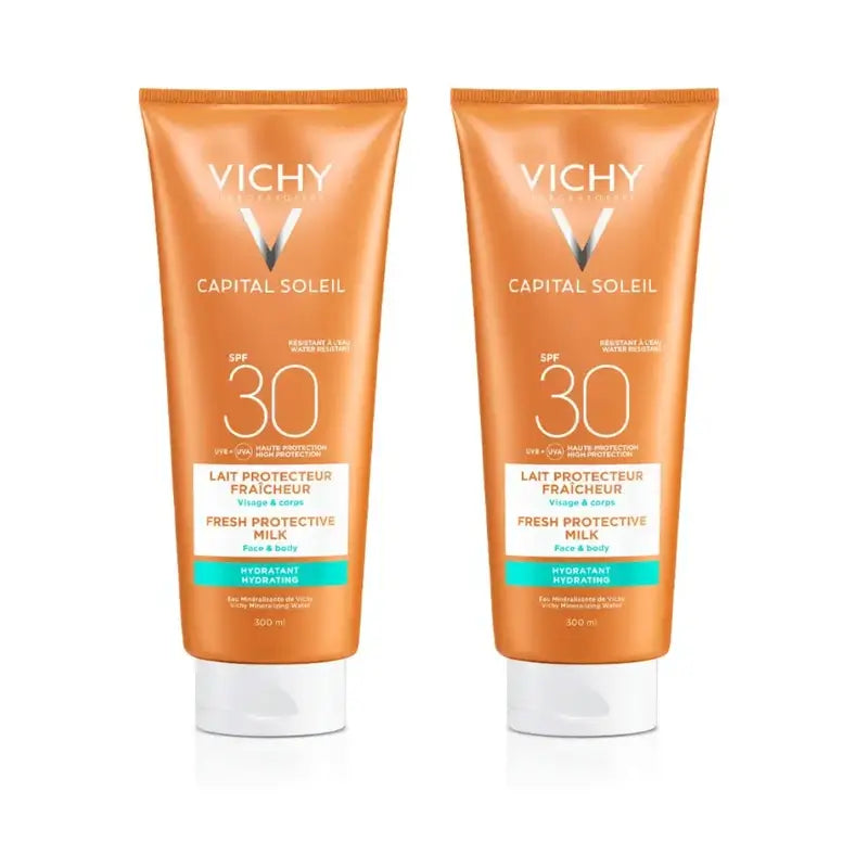 Vichy Capital Soleil kosteuttava aurinkovoide koko perheelle SPF 30, 2 x 300 ml