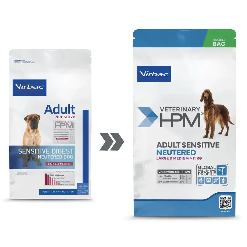 Virbac Hpm Canine Sensitive Digest Neutered Large Med. 3 kg, koiranruoka