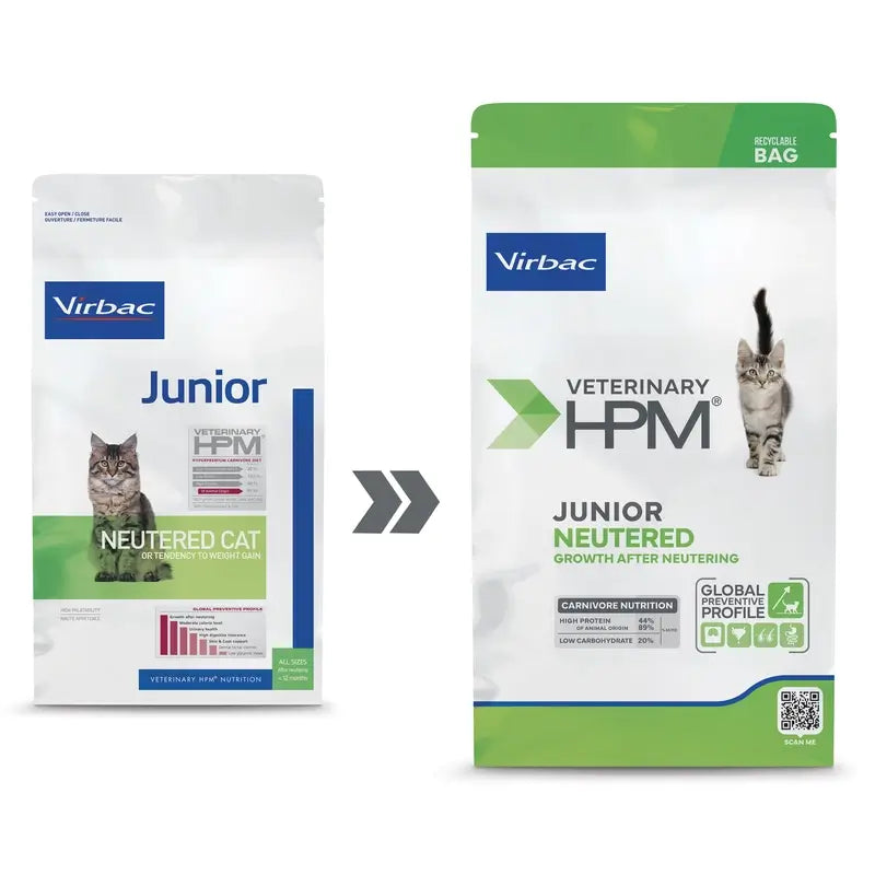 Virbac Hpm Junior -ruoka steriloiduille kissoille 1,5 kg, kissanruoka