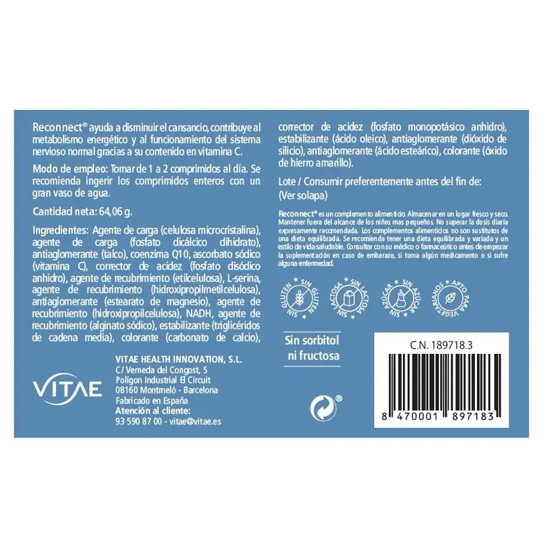 Reconnect 90 tablettia – Sisältää NADH:ta, CoQ10:tä, seriiniä ja C-vitamiinia