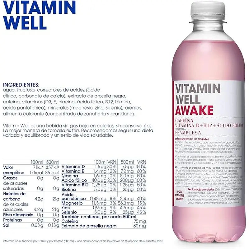 Vitamin Well Awake Vadelma, 500 ml