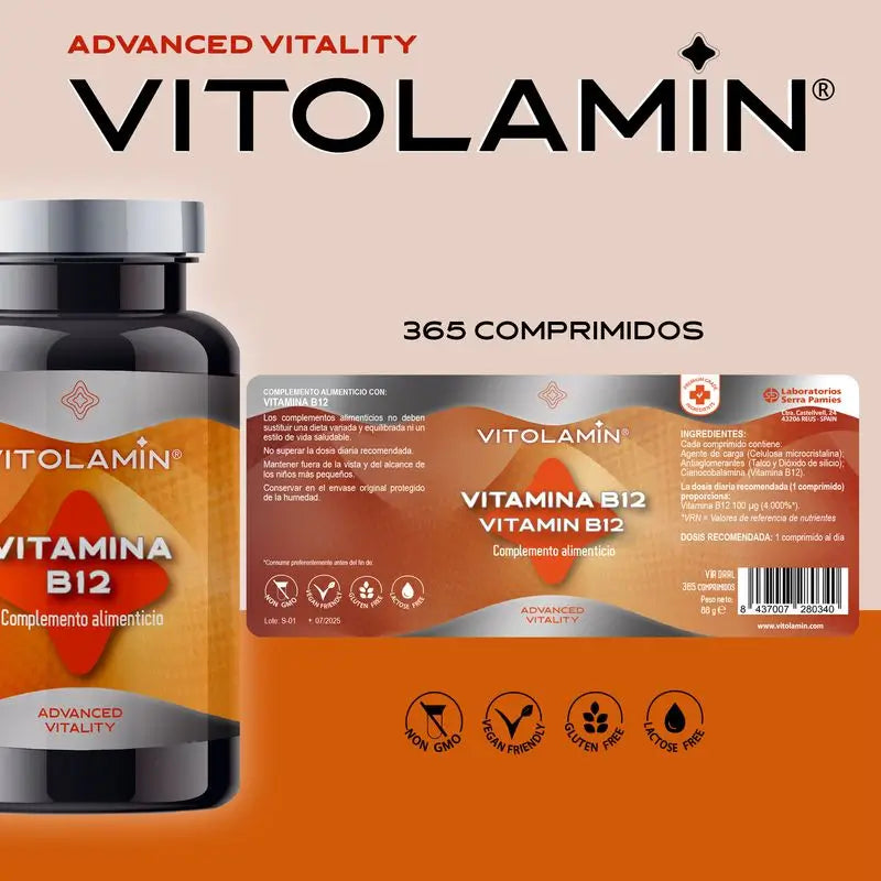 Vitolamin B12-vitamiini 100 µg, 365 tablettia