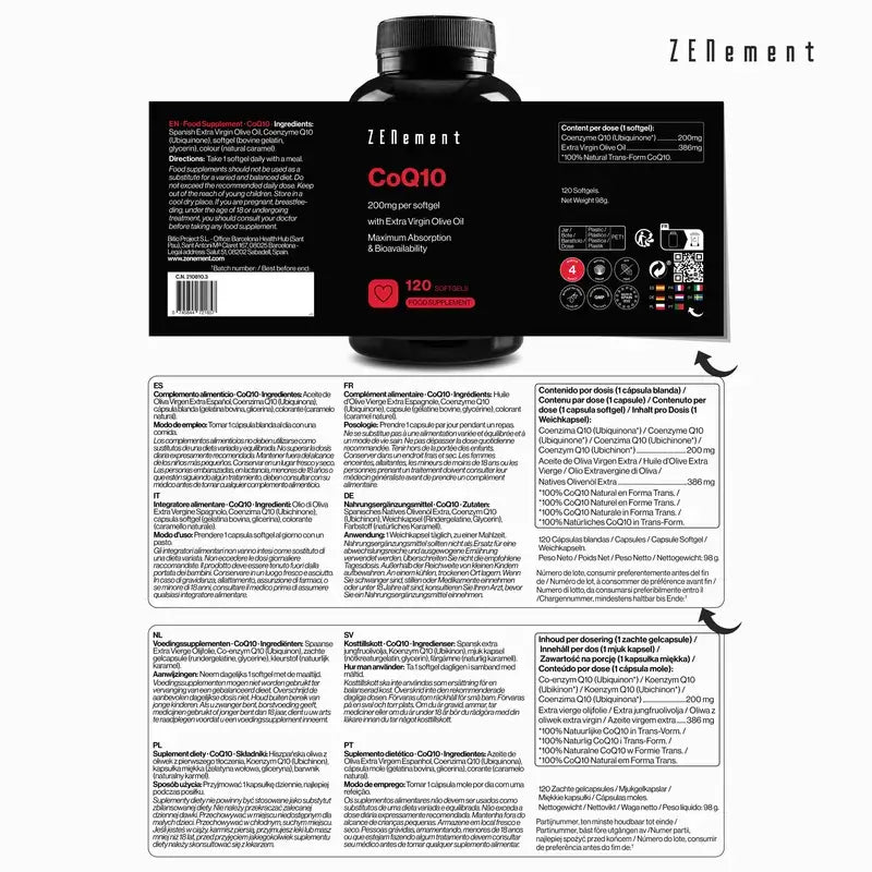 Zenement CoQ10 200 mg, 120 pehmeää kapselia