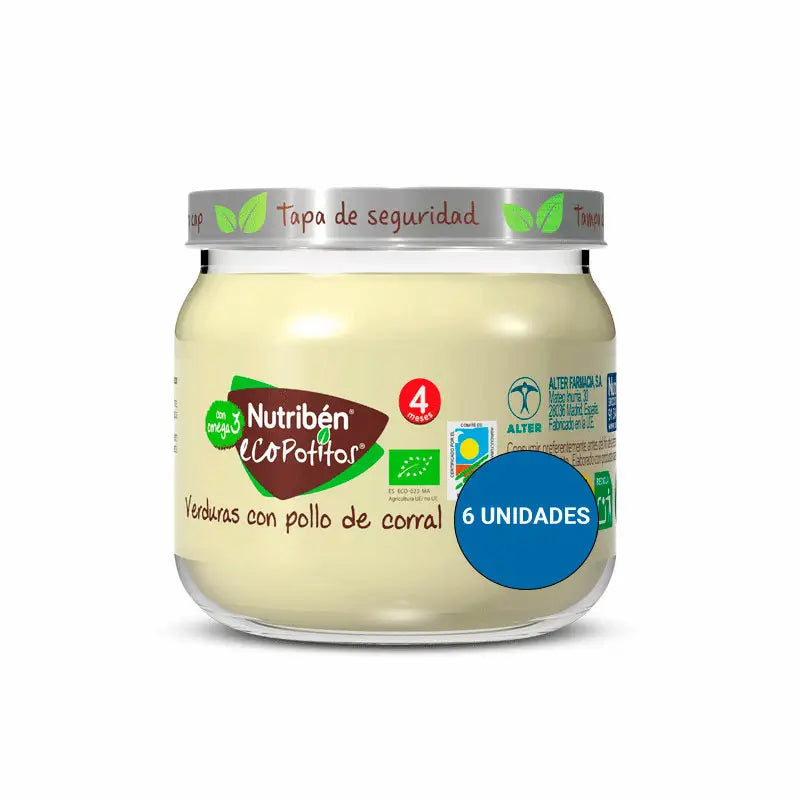 Nutriben Potito Eco -aloituspakkaus: liha ja vihannekset, kana, 6 x 120 g