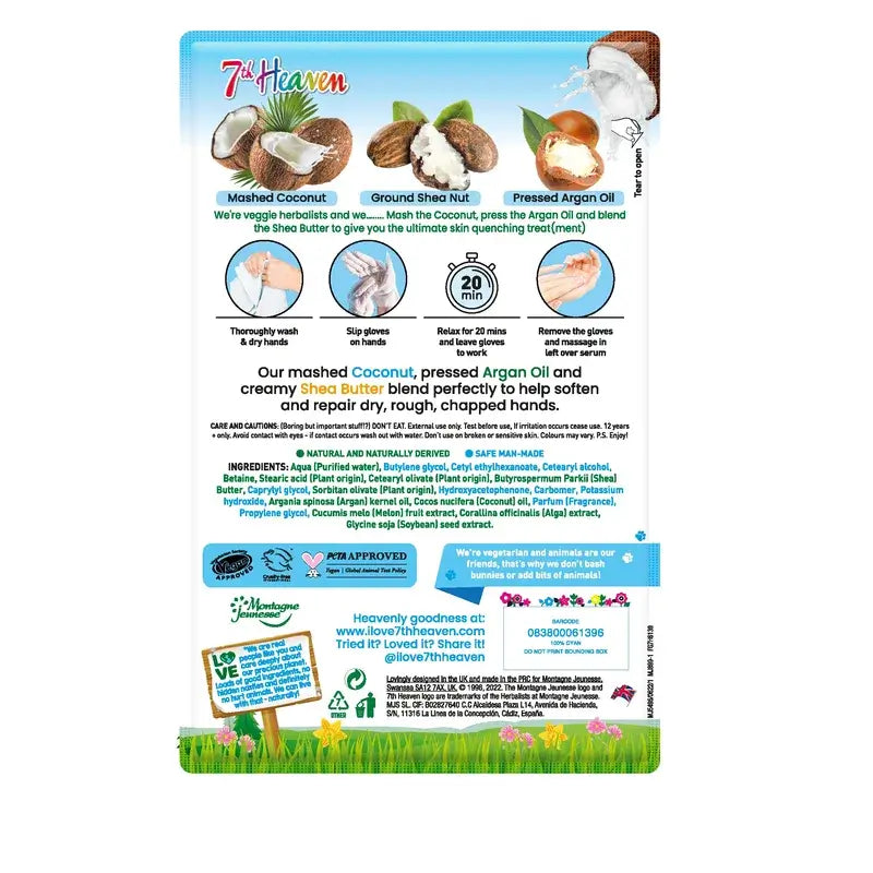 7 Heaven Coconut-kosteuttava käsinaamio, 1 kpl