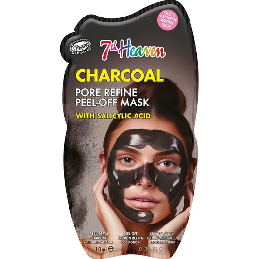 7 Heaven Peel-Off Charcoal Mask With Salicylic Acid Refines Pores , 10 ml