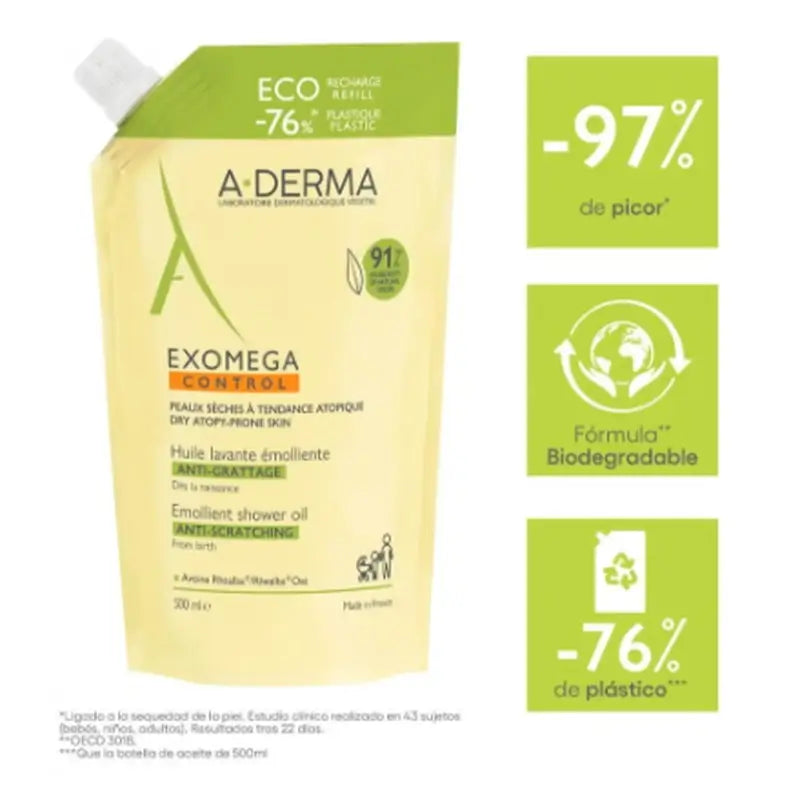 A-Derma Exomega Control -öljy, ekologinen täyttöpakkaus, 500 ml
